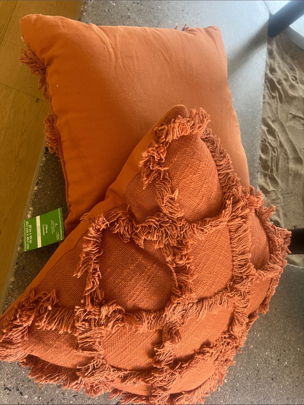Ashland Rust Orange Fringed Accent Pillow Set
